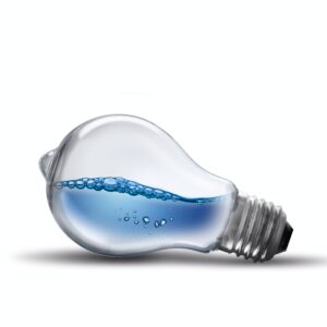 LightBulb With Water Inside on white background